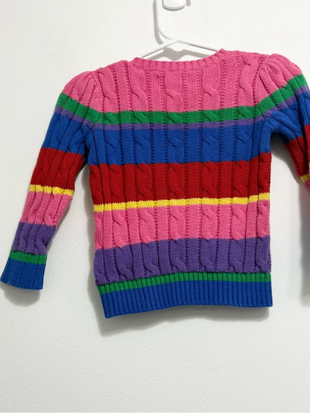 Ralph Lauren Girls Rainbow Stripe Cable Knit Sweater 18M
